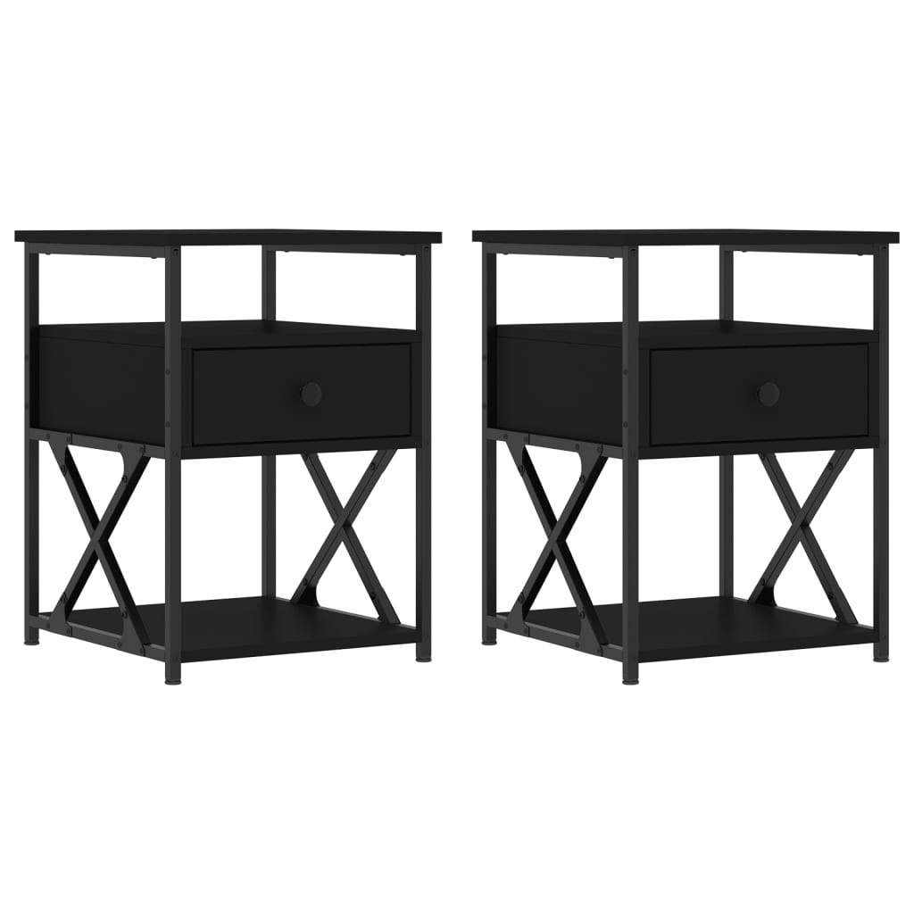 Vidaxl Mesitas de Noche 2 Unidades Madera de Ingeniería 40x42x55 Cm Negro