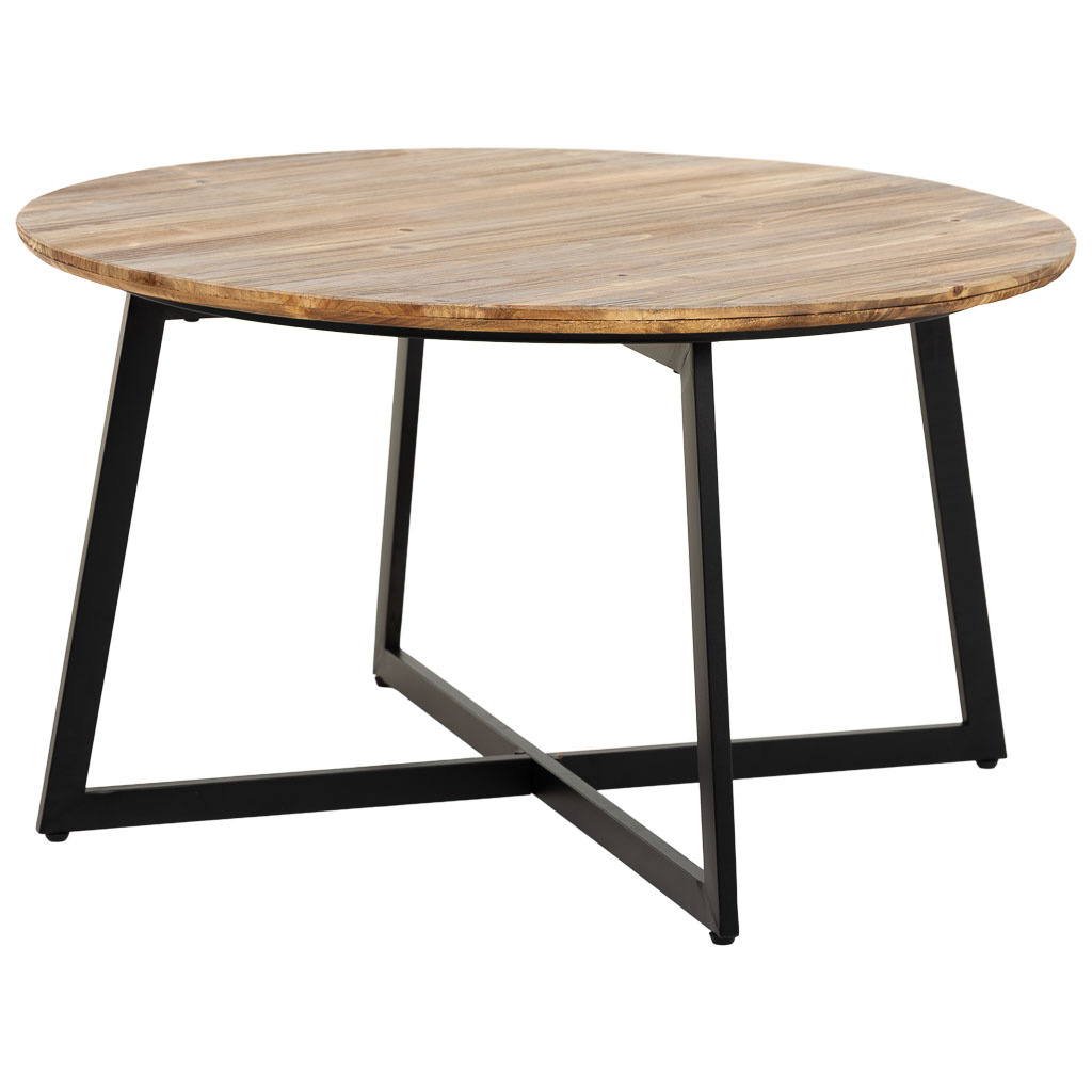 Wonderlust Deco - Mesa de centro de metal y madera redonda80x80x45h cm Marrón 80x80x45h cm