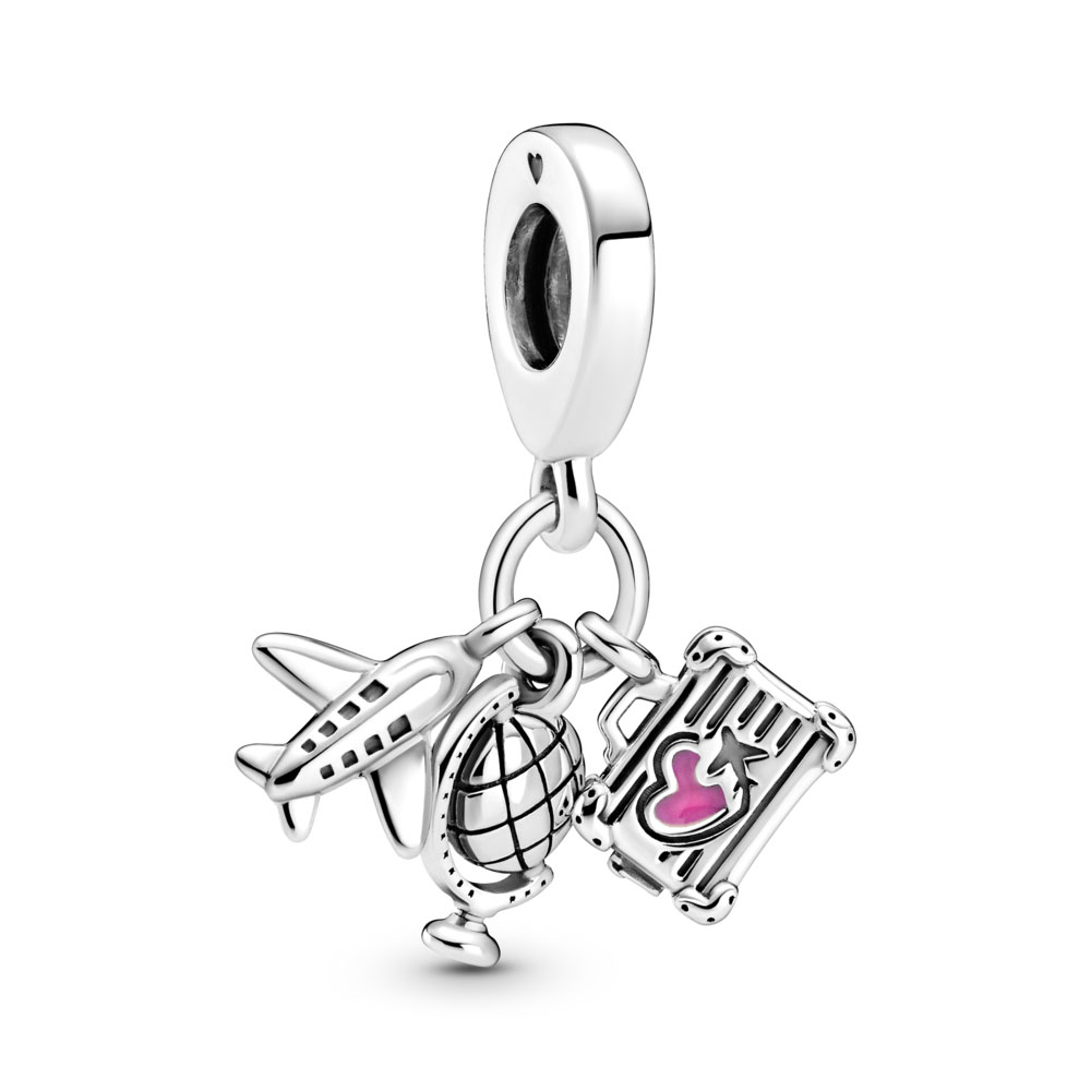 Pandora Charm Colgante en plata de ley Avión, Globo y Maleta 799435C01 , para Mujer