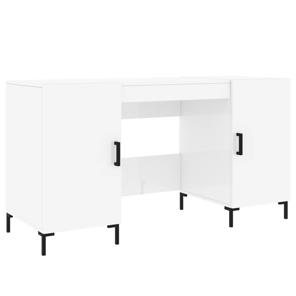 vidaXL Escritorio madera contrachapada blanco brillante 140x50x75 cm