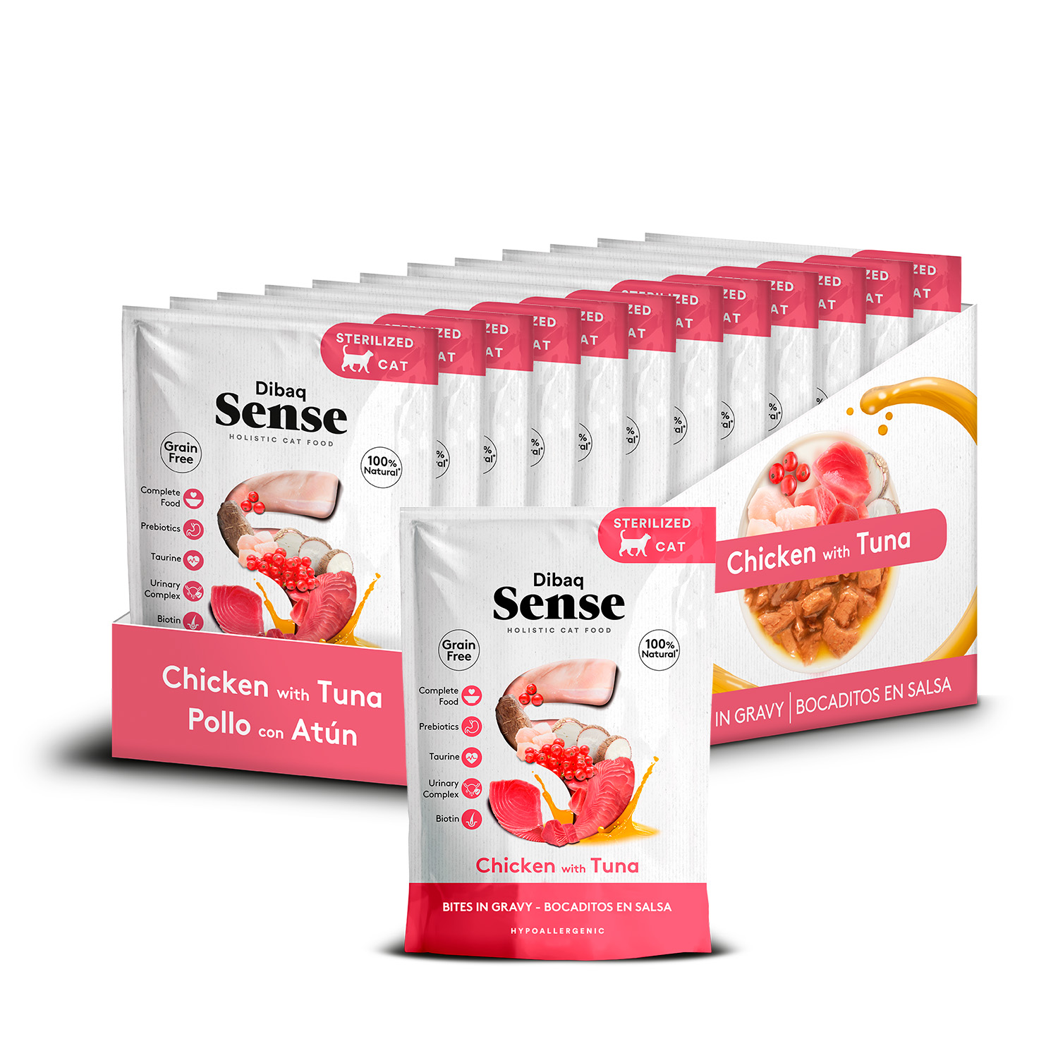 Dibaq Sense Bocaditos en salsa Pollo con Atún  pack 12 uds x 100 gr