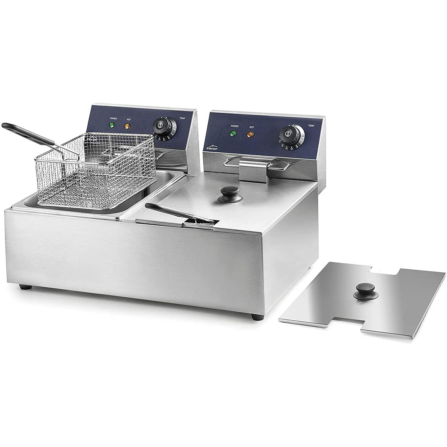 Lacor 69466-Freidora Eléctrica Doble Profesional 2500 W (x2), 12 L/ 6'00 L x 2, Acero Inoxidable