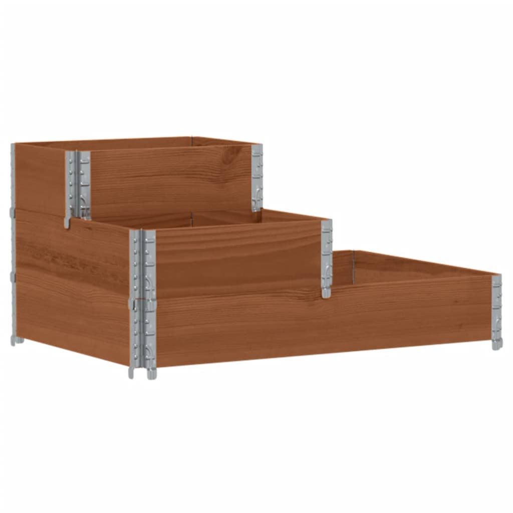 vidaXL Arriate elevado de 3 niveles madera maciza pino 120x80 cm Color Marrón,  Negro,  Gris y mas