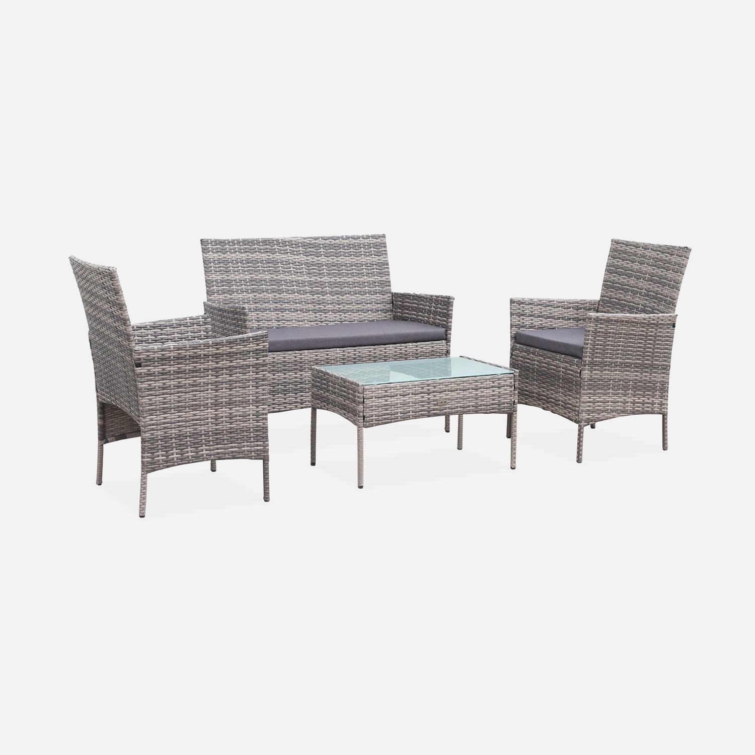 sweeek - Conjunto de jardín de resina tejida, 4 plazas , Moltes , 104x59x85