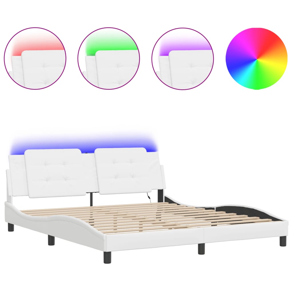 vidaXL Estructura de cama con LED sin colchón blanco 180x200 cm