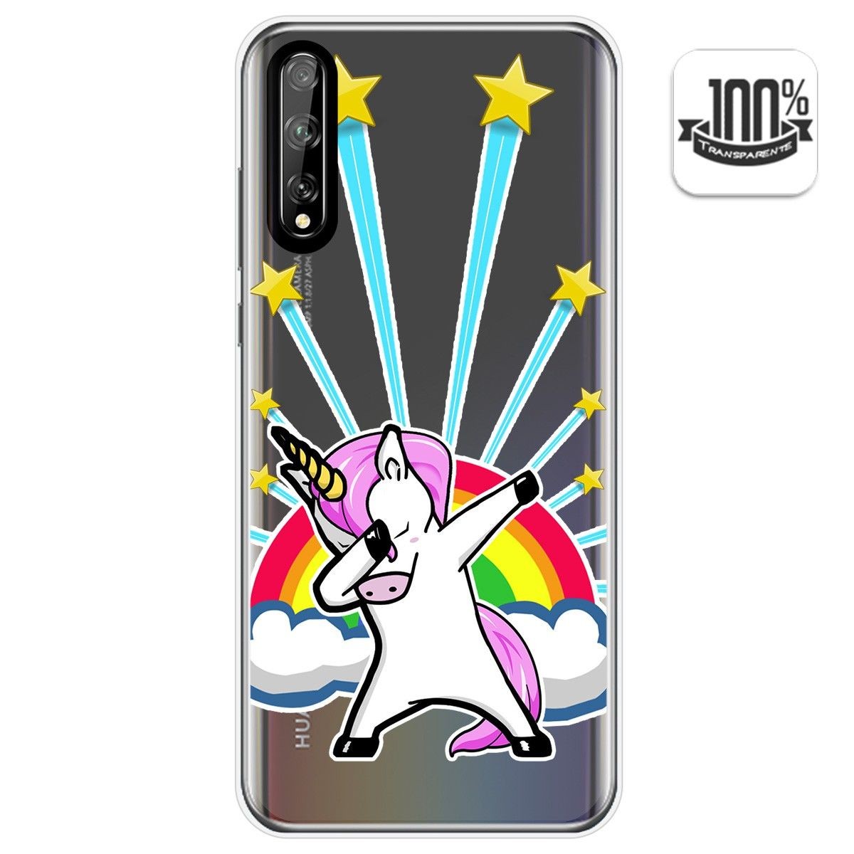 Tumundosmartphone Funda Gel Transparente para Huawei P Smart S / Y8p diseño Unicornio Dibujos