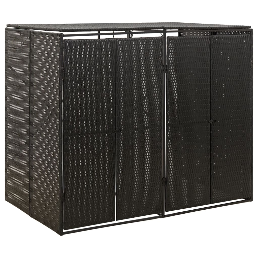 vidaXL Cobertizo para 2 contenedores basura ratán PE 140x80x117cm Color Gris,  Negro, y mas