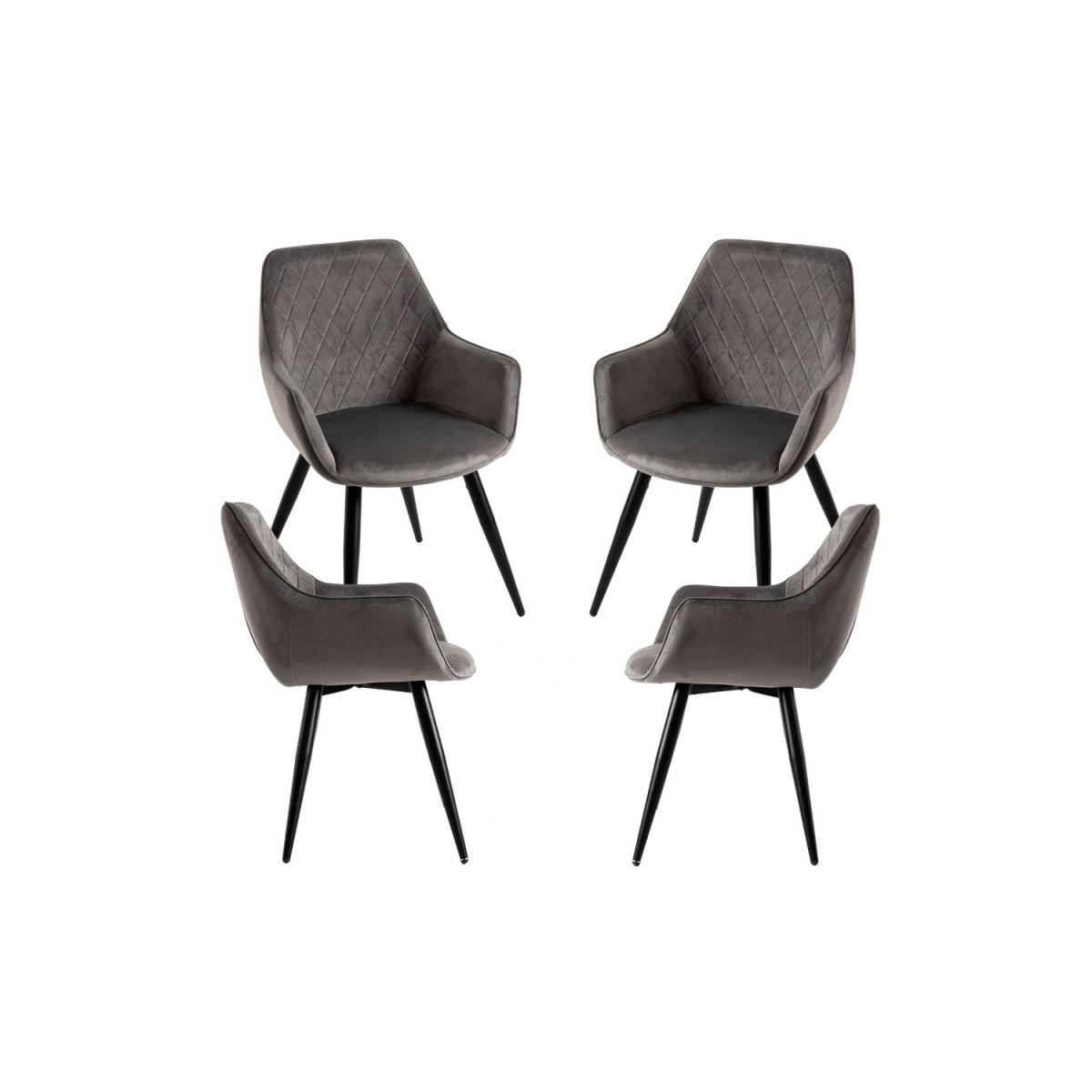 Regalos Miguel - Packs Sillas Comedor - Pack 4 Sillas Kres Terciopelo - Gris oscuro