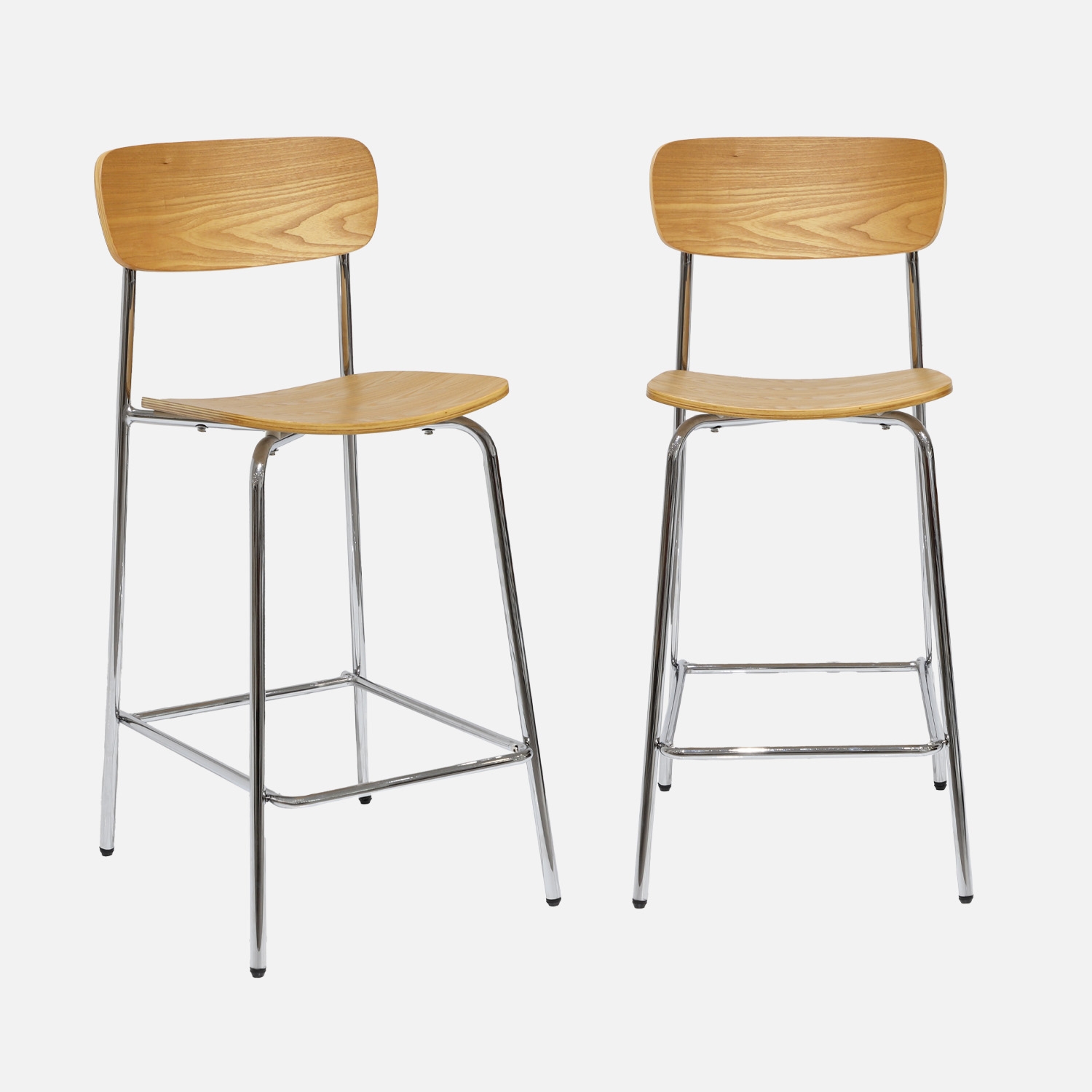 sweeek - Taburete de bar vintage metal y contrachapado, set de 2 , Toby , 42x50x94