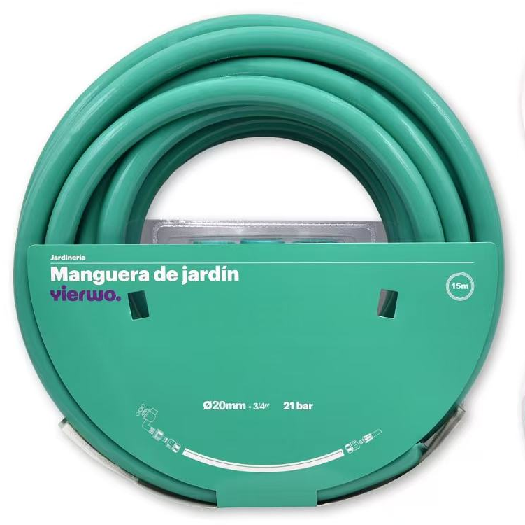 Manguera de Jardín 3/4" (20 mm) de 15 Metros con Conexiones y Boquillas para Riego - Reforzada 3 Capas, Resistencia a 21 bar