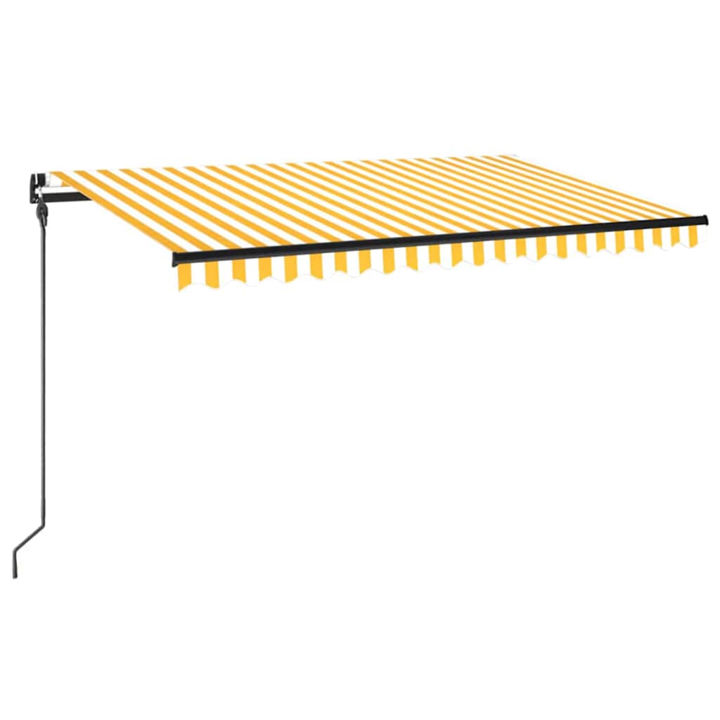 vidaXL Toldo manual retráctil con LED amarillo y blanco 450x300 cm