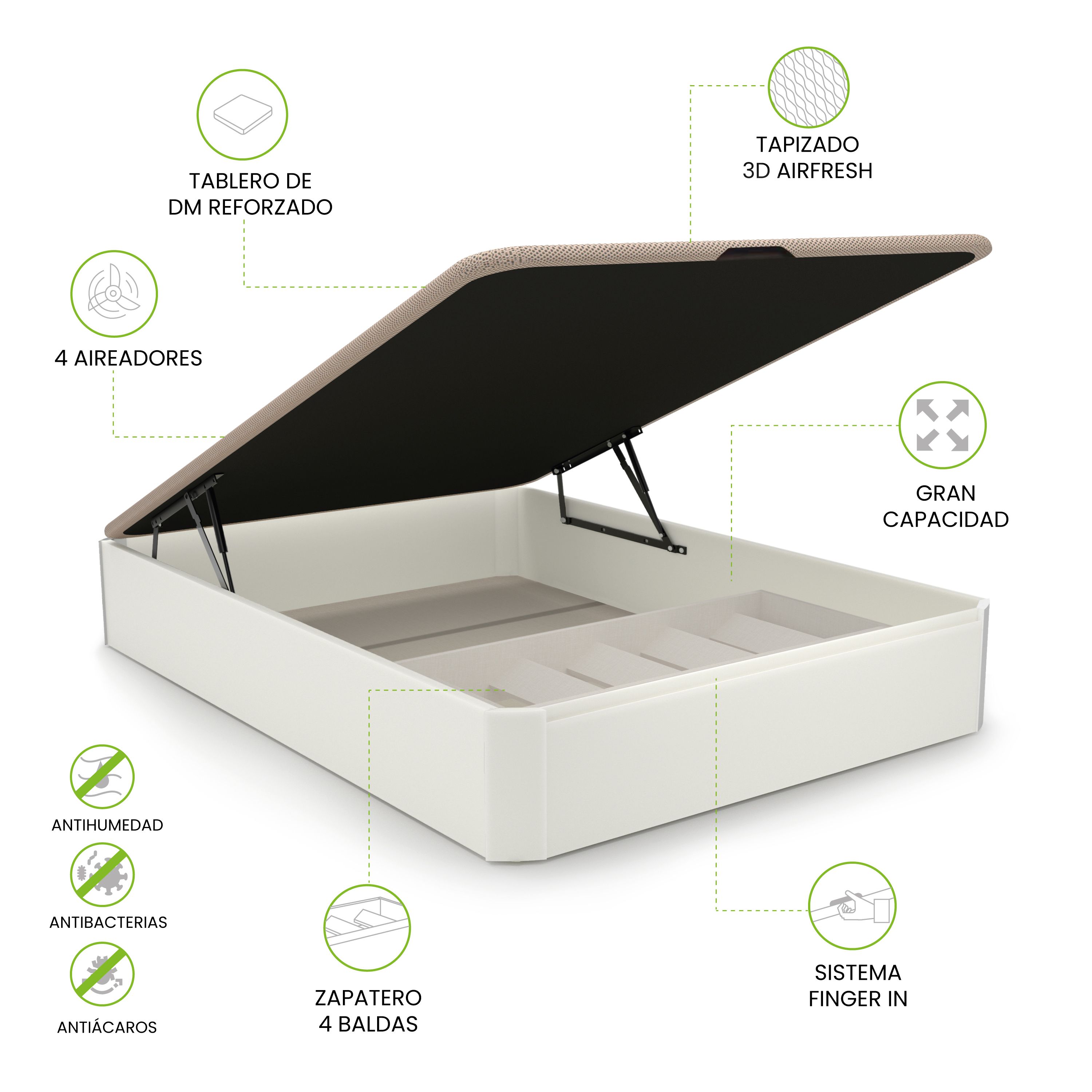 Canapé con zapatero 90-150 cm Luxury Plus 3D