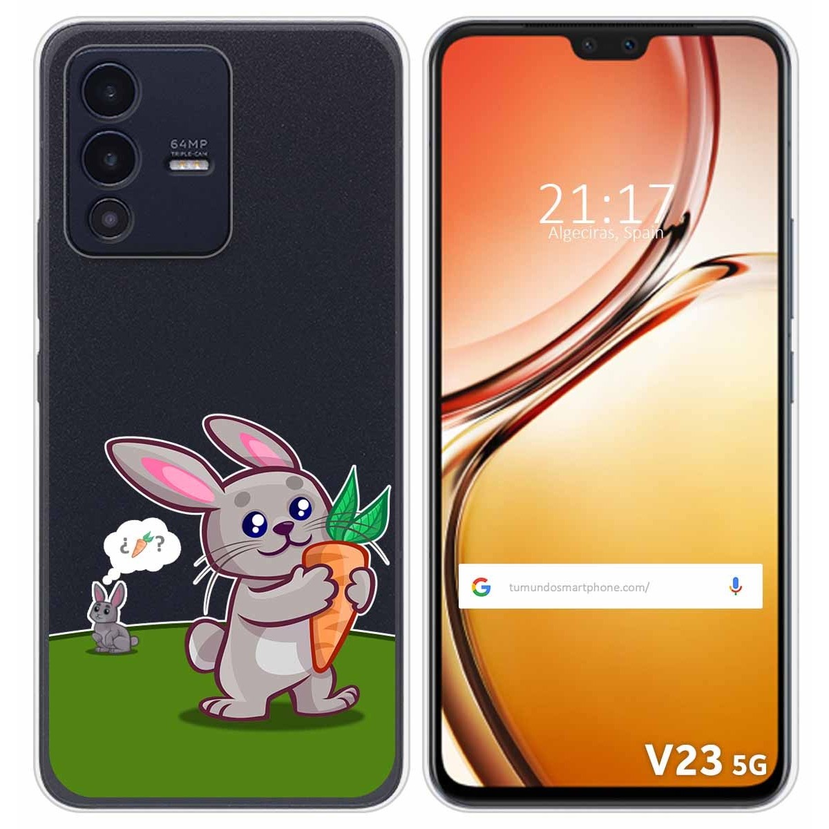 Funda Silicona Transparente para Vivo V23 5G diseño Conejo Dibujos
