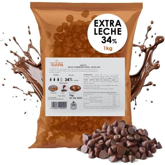 Coberturas de Chocolate Trapa - Bolsa Kilo - 70% Negro - Extra Leche - Chocolate Blanco - Sin Azucar - 52% Negro - Especial Reposteria - Gotas de Chocolate