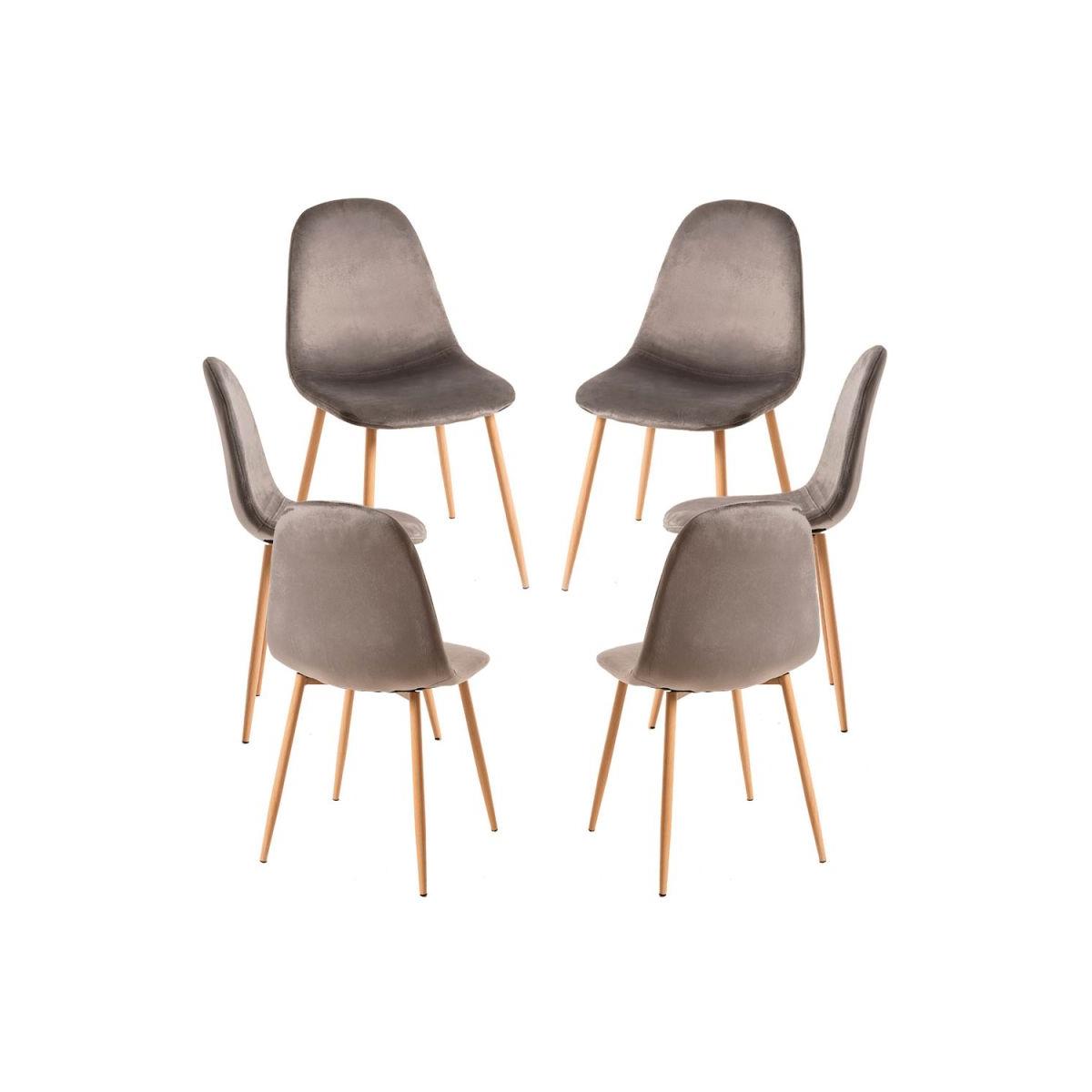 Regalos Miguel - Packs Sillas Comedor - Pack 6 Sillas Teok Terciopelo - Gris oscuro