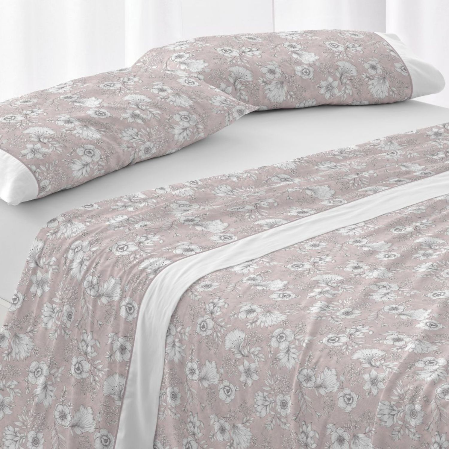 Juego Sábanas BURRITO BLANCO 100% Algodón Extrasuave Diseño Toile de Jouy Agua - Larga Duración, Anti-Pilling - Cama 90-200cm