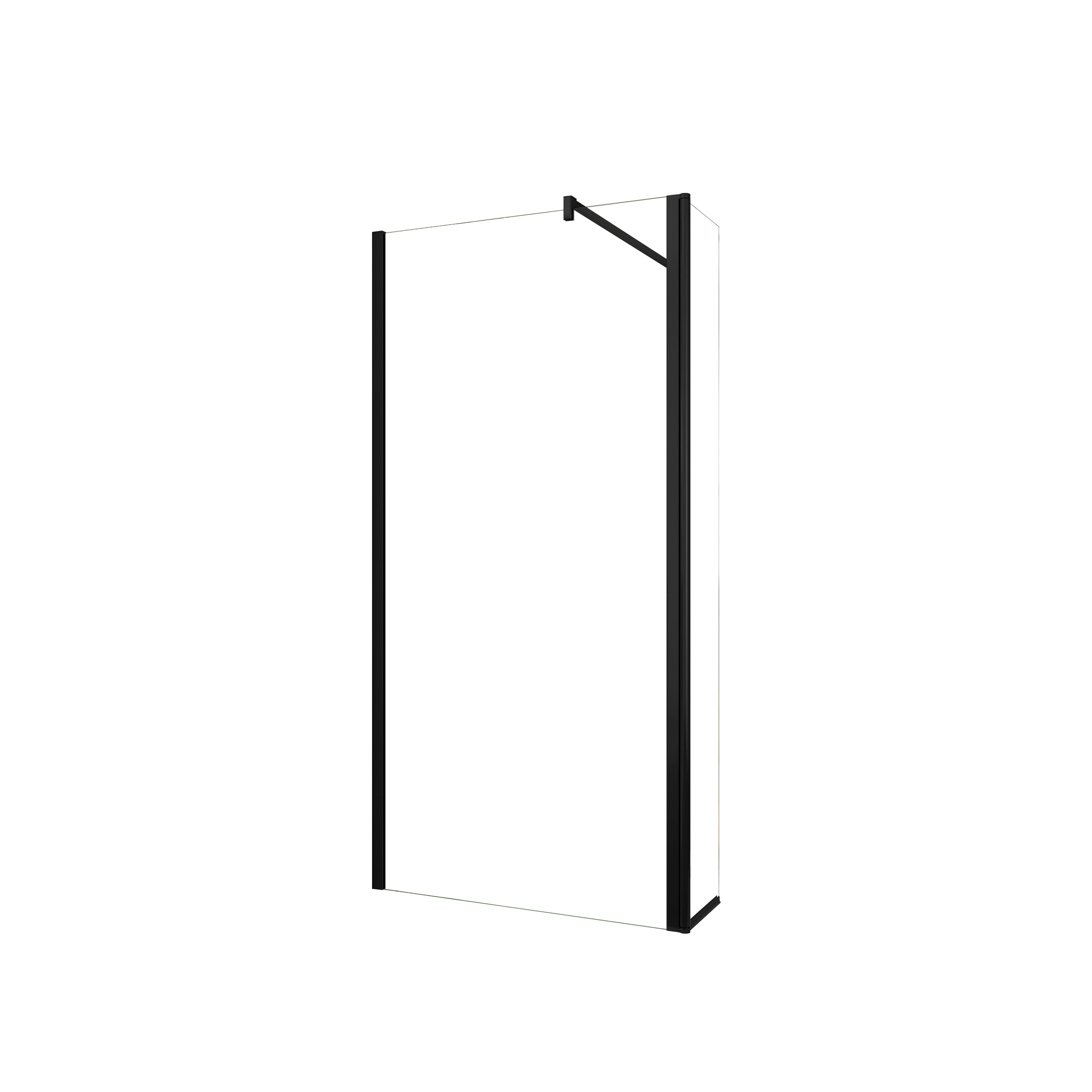 AICA Walkin Mampara Panel de ducha 2 hojas Panel fijo+Lateral giratorio Vidrio 8mm Antical con Barra Negra mate 90cm Tamaño[(53.9-55.9)+40]x200cm