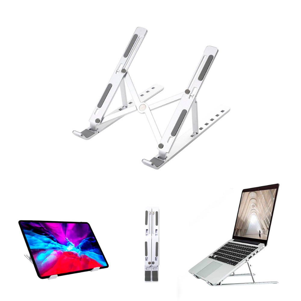 MAGIC SELECT Soporte Elevador Plegable para Tablet y Portátiles Hasta 11". Diseño Ergonómico Multiángulo y Antideslizante