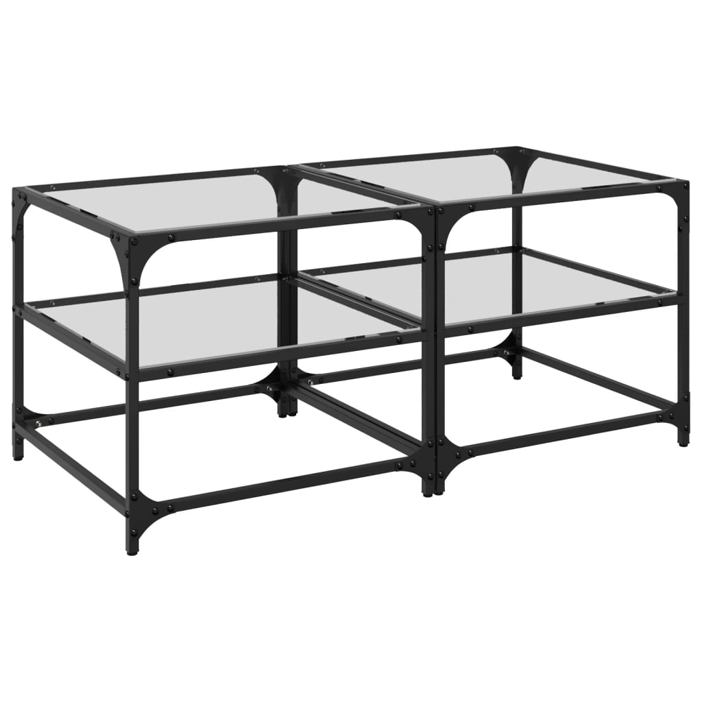 Vidaxl Mesa de Centro Vidrio Acero 50x50x45 Cm Transparente 2 Uds