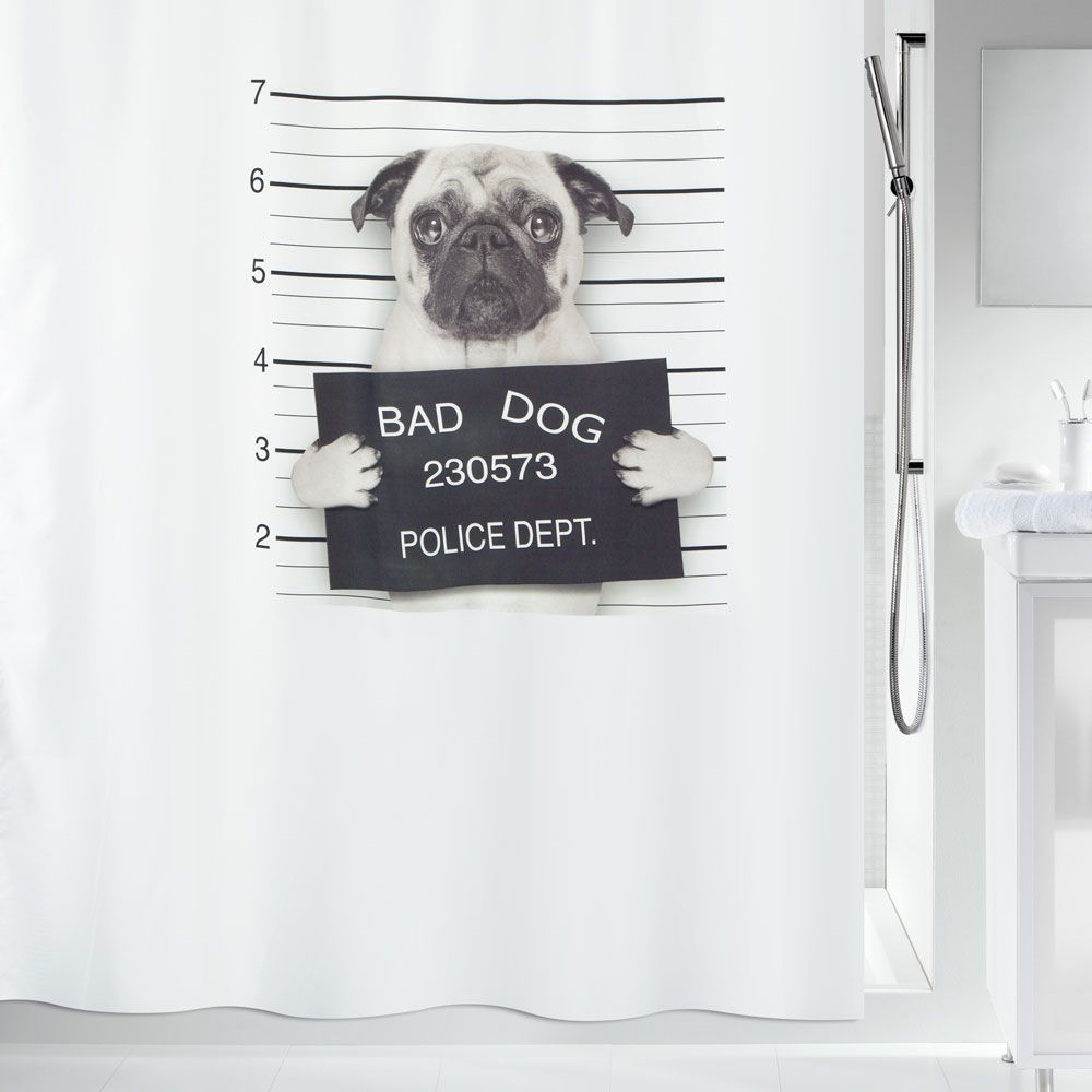 Spirella colección Bad dog, Cortina de ducha textil 180 x 180, 100% polyester, Negro