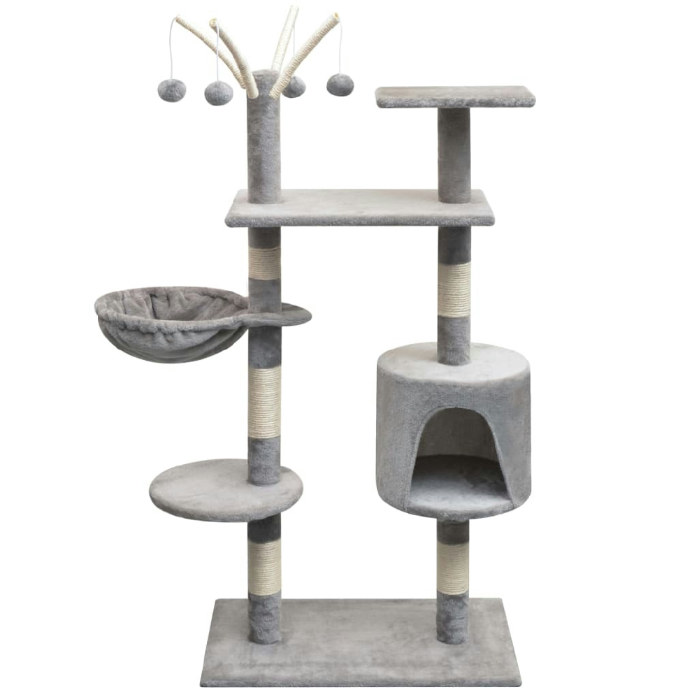 vidaXL RASCADOR PARA GATOS CON POSTE RASCADOR DE SISAL 125 CM GRIS