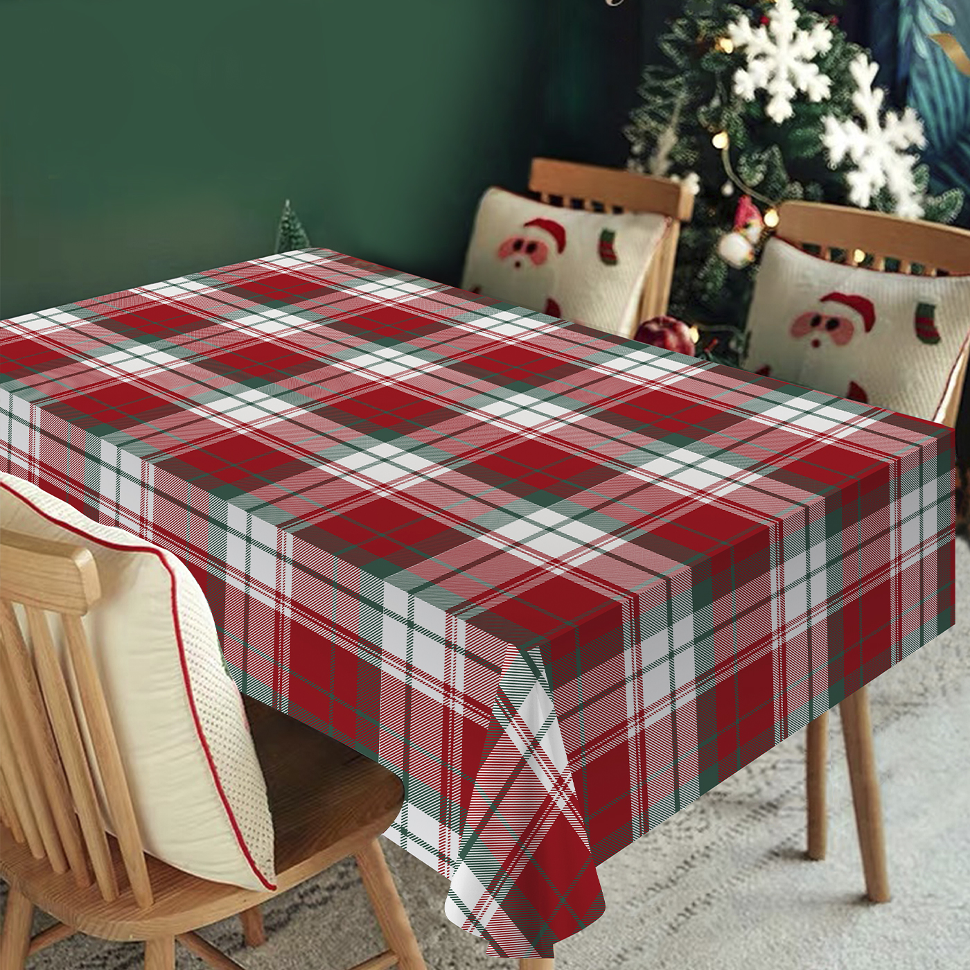 Mantel de Navidad, Mantel Antimanchas Feliz Navidad, Impermeable, Estampado. para decoración de Mesa navideña y Fiestas