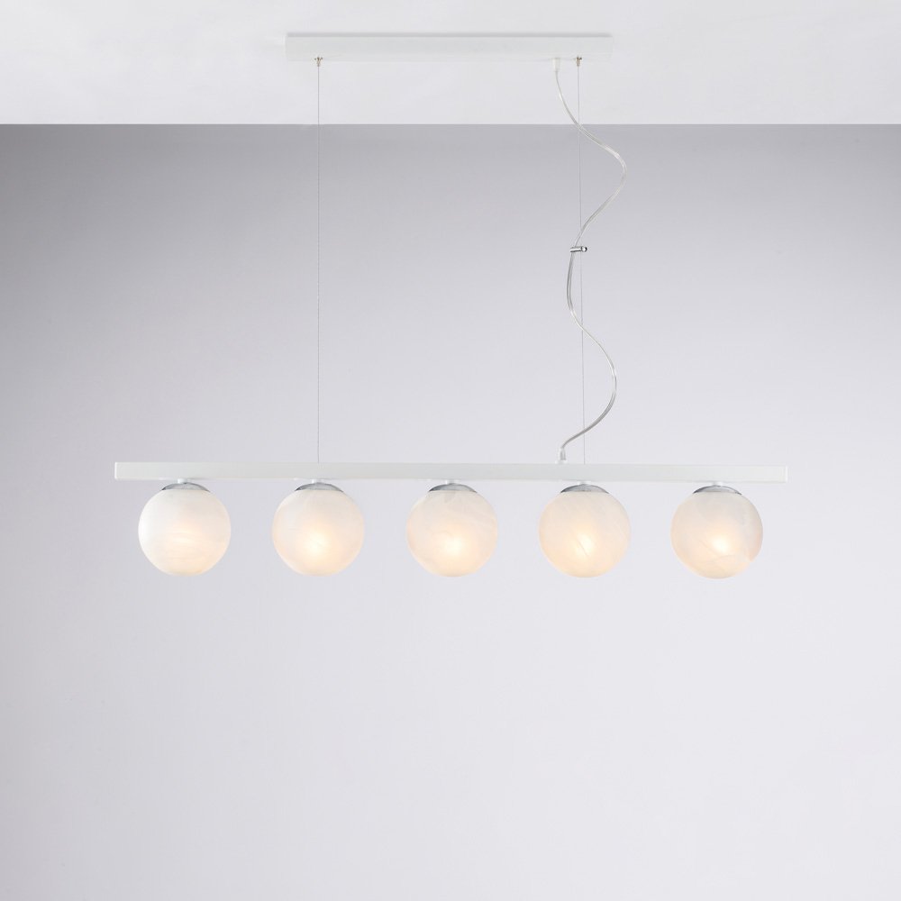 Araña Contemporánea Adrian Cromo Blanco 5 Luces E14
