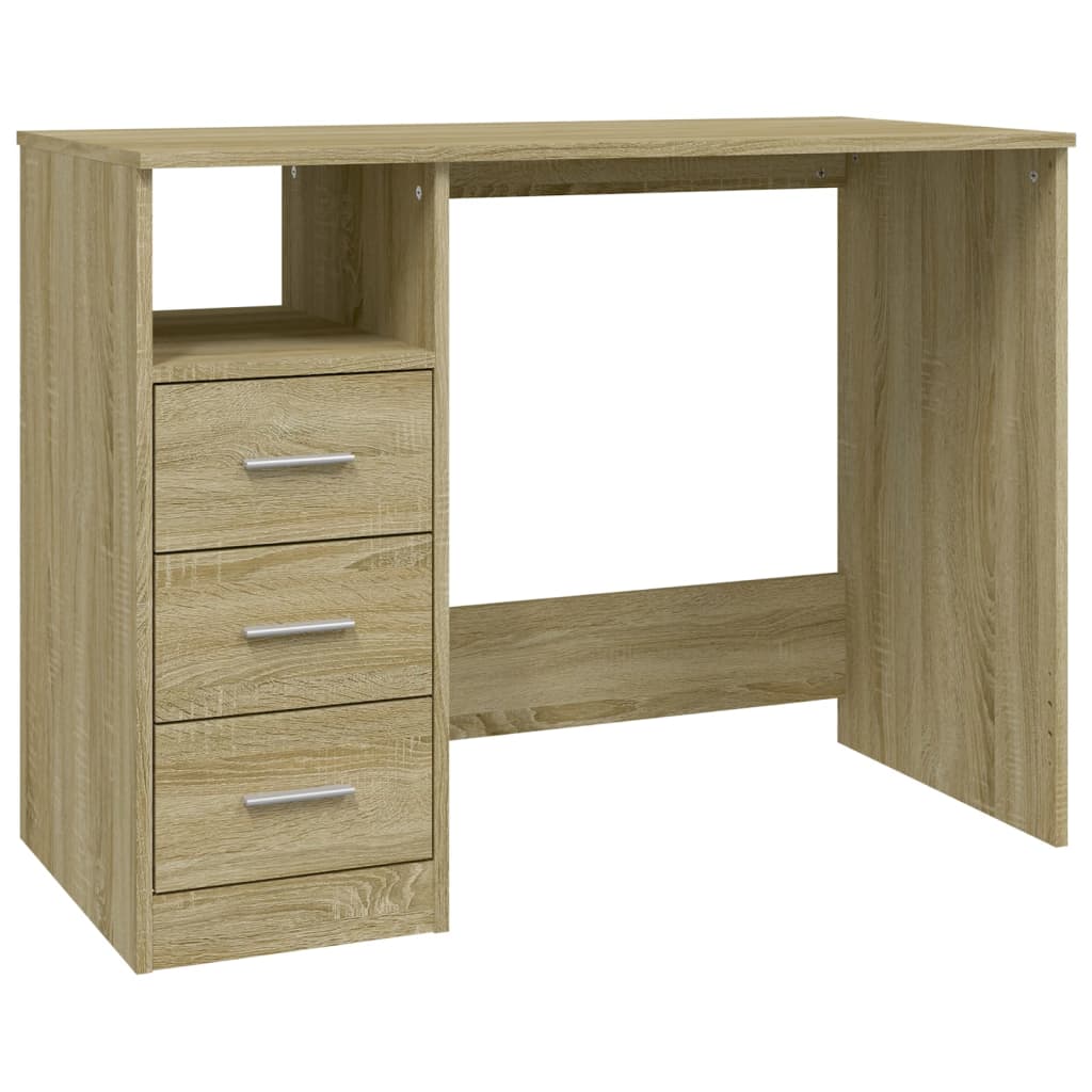 vidaXL Escritorio cajones madera contrachapada Sonoma 102x50x76 cm