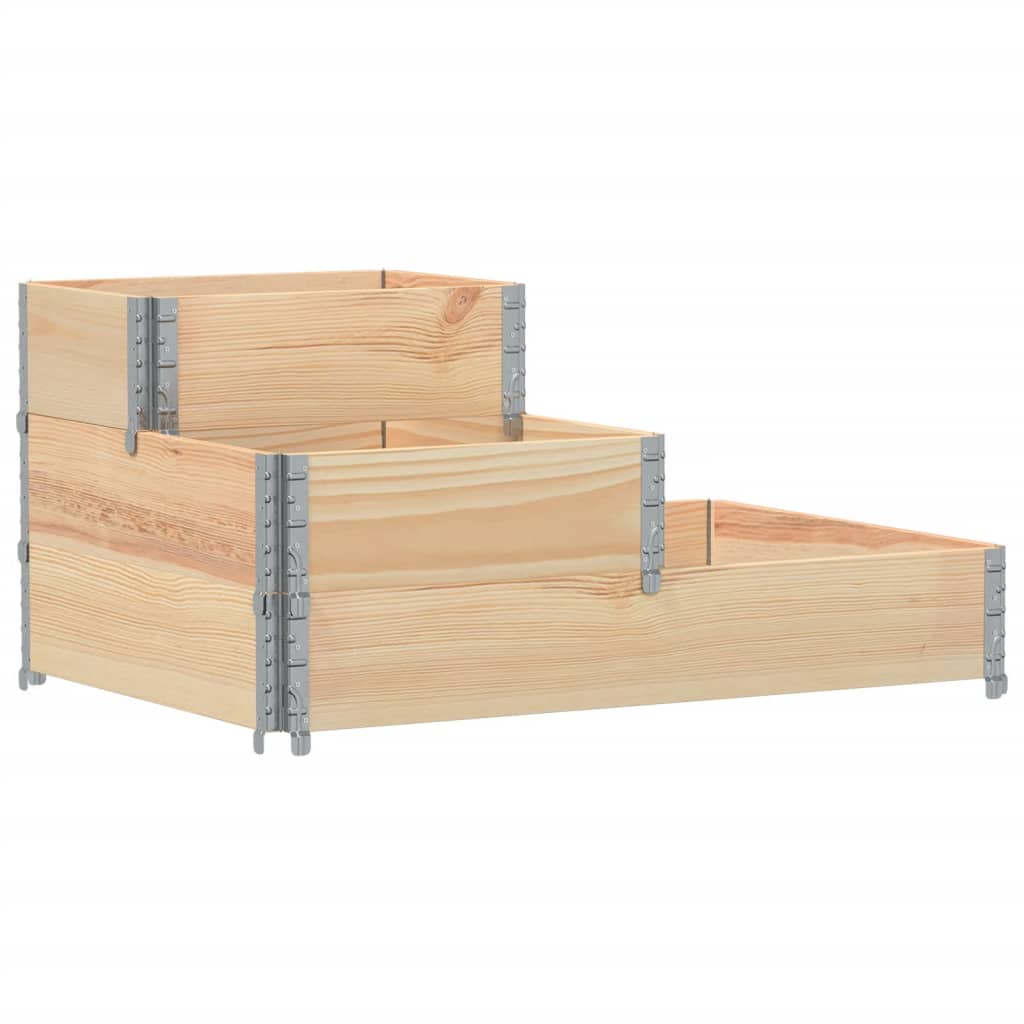 vidaXL Arriate elevado de 3 niveles madera maciza pino 120x80 cm Color Marrón,  Negro,  Gris y mas