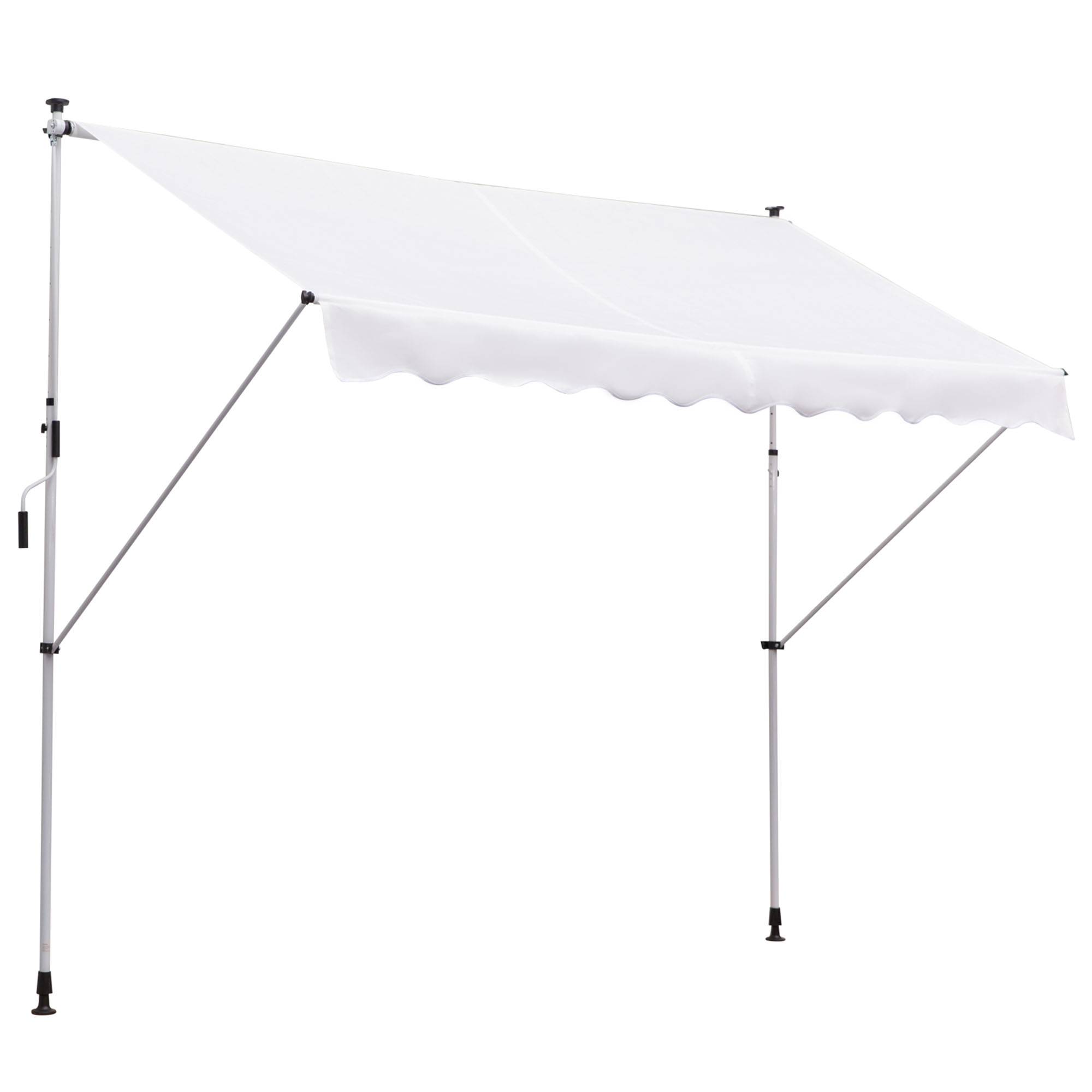 Outsunny Toldo Manual Retráctil para Exterior 300x150x170-280 cm Toldo Enrollable Altura Ajustable con Manivela Protección Solar para Terraza Balcón Jardín