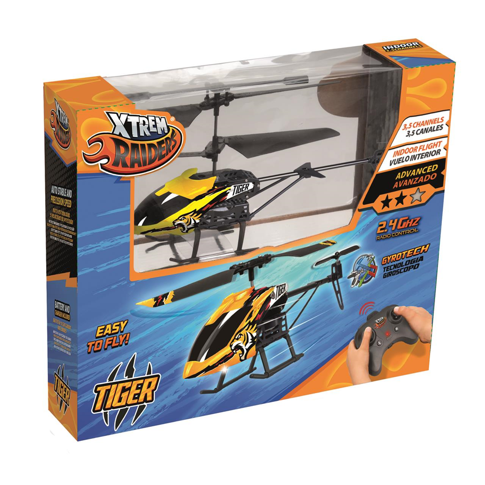 Juego Helicóptero Tiger 3.5 canales, 2.4 GHZ.Vuelo Interior (World Brands XT289020)
