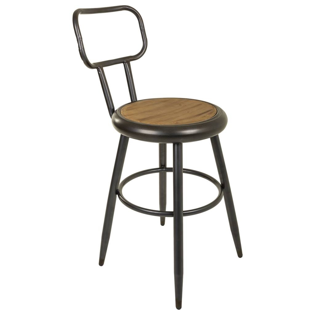 WANDERLUST DECO Taburete de metal y madera marrón 42x54x92h cm de estilo Industrial