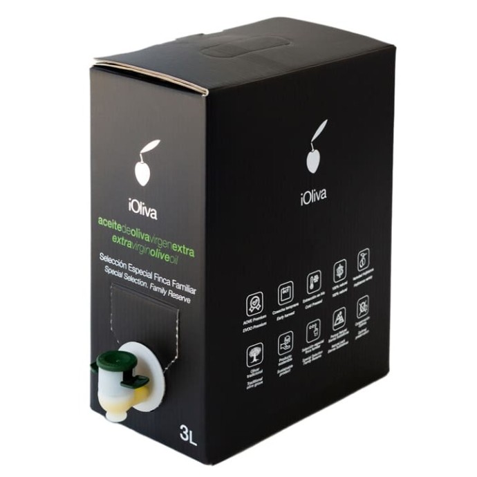 Aceite de Oliva Virgen Extra Premium, iOliva, Variedad Hojiblanca - Bag in Box 3 L.