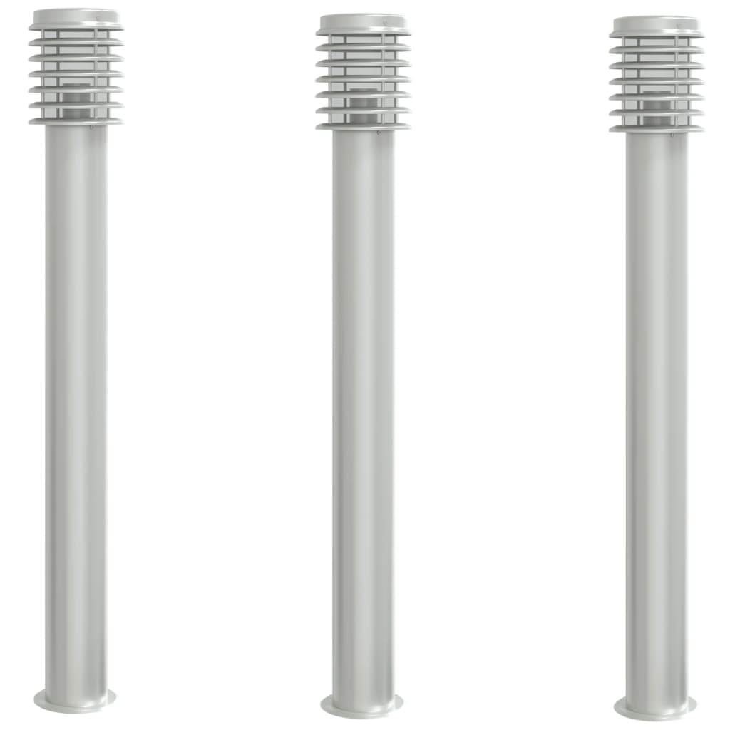 vidaXL Lámparas de suelo de exterior 3 uds acero inoxidable 110 cm Color Plateado,  Negro, y mas