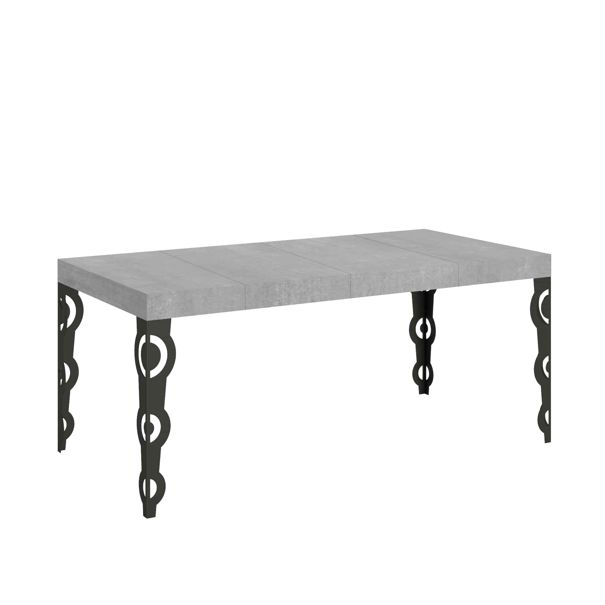 Mesa extensible 90x90/246 cm Karamay Premium Estructura de cemento Antracita - Itamoby