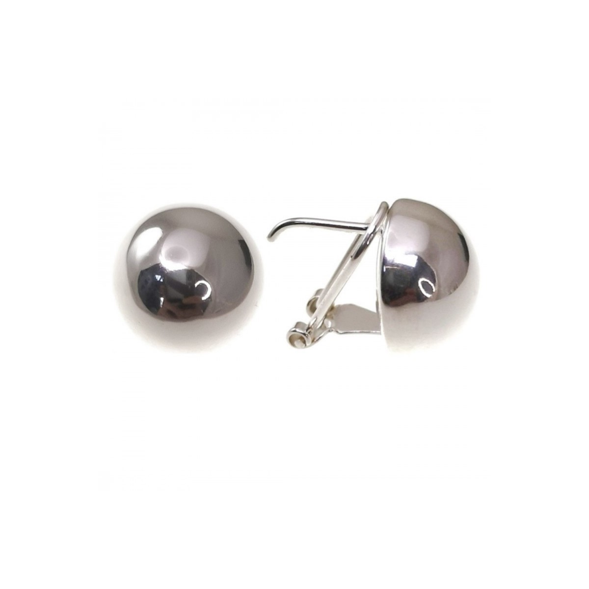 Pendientes plata Ley 925m mujer 20 mm. lisa media bola omega