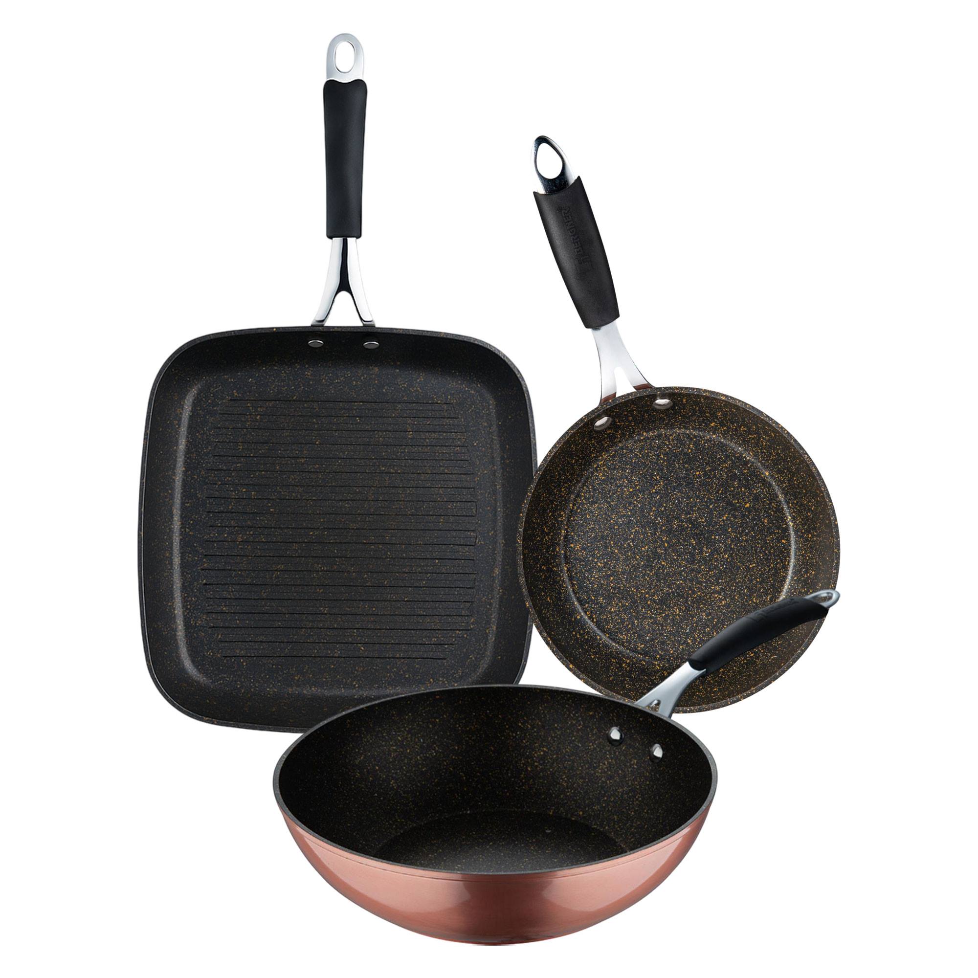 Sartenes y cacerolas en aluminio fundido color Negro Copper Bergner a elegir
