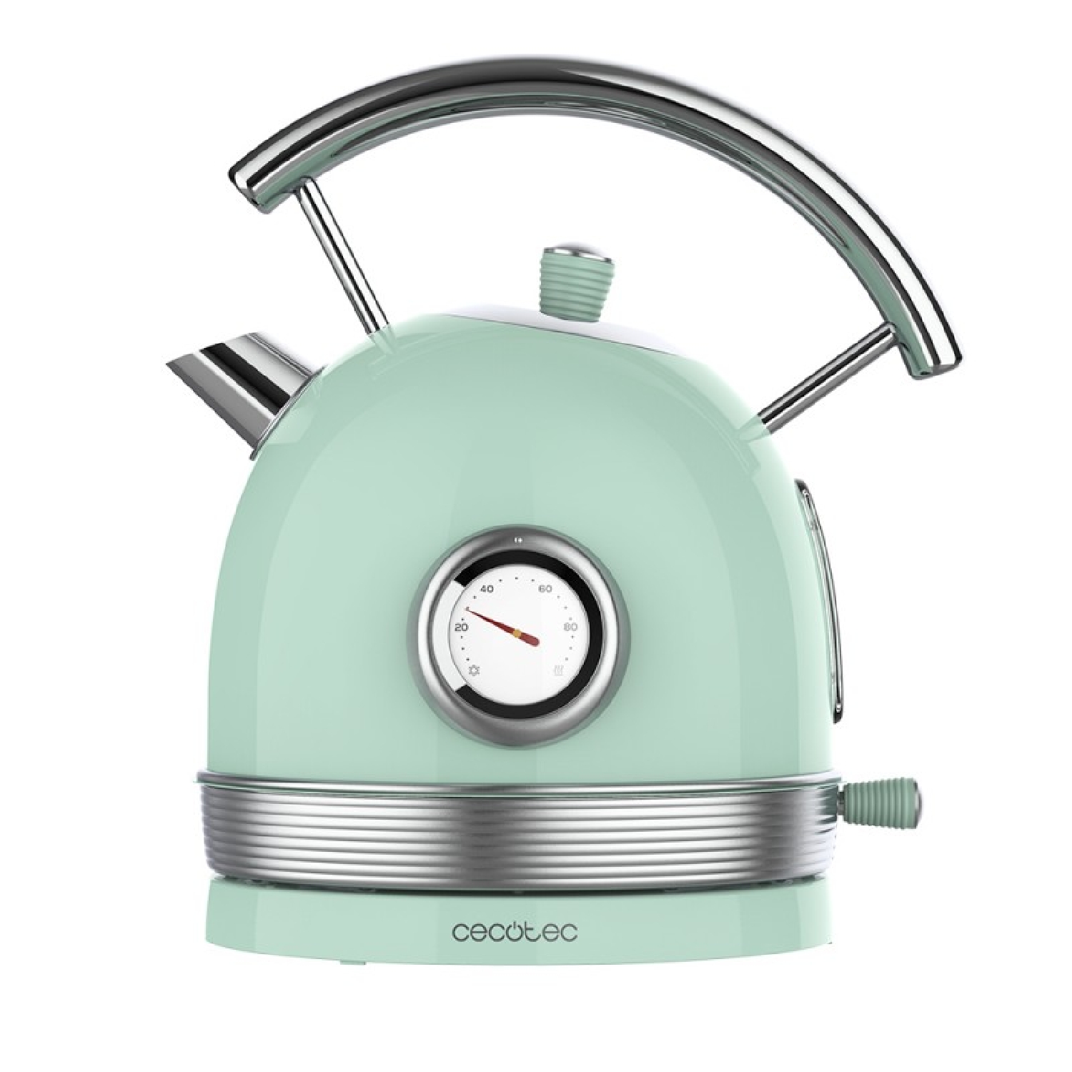 Cecotec Hervidor de Agua Eléctrico ThermoSense 420 Light Green. 1,8 Litros de capacidad, 2200 W, Medidor de Temperatura
