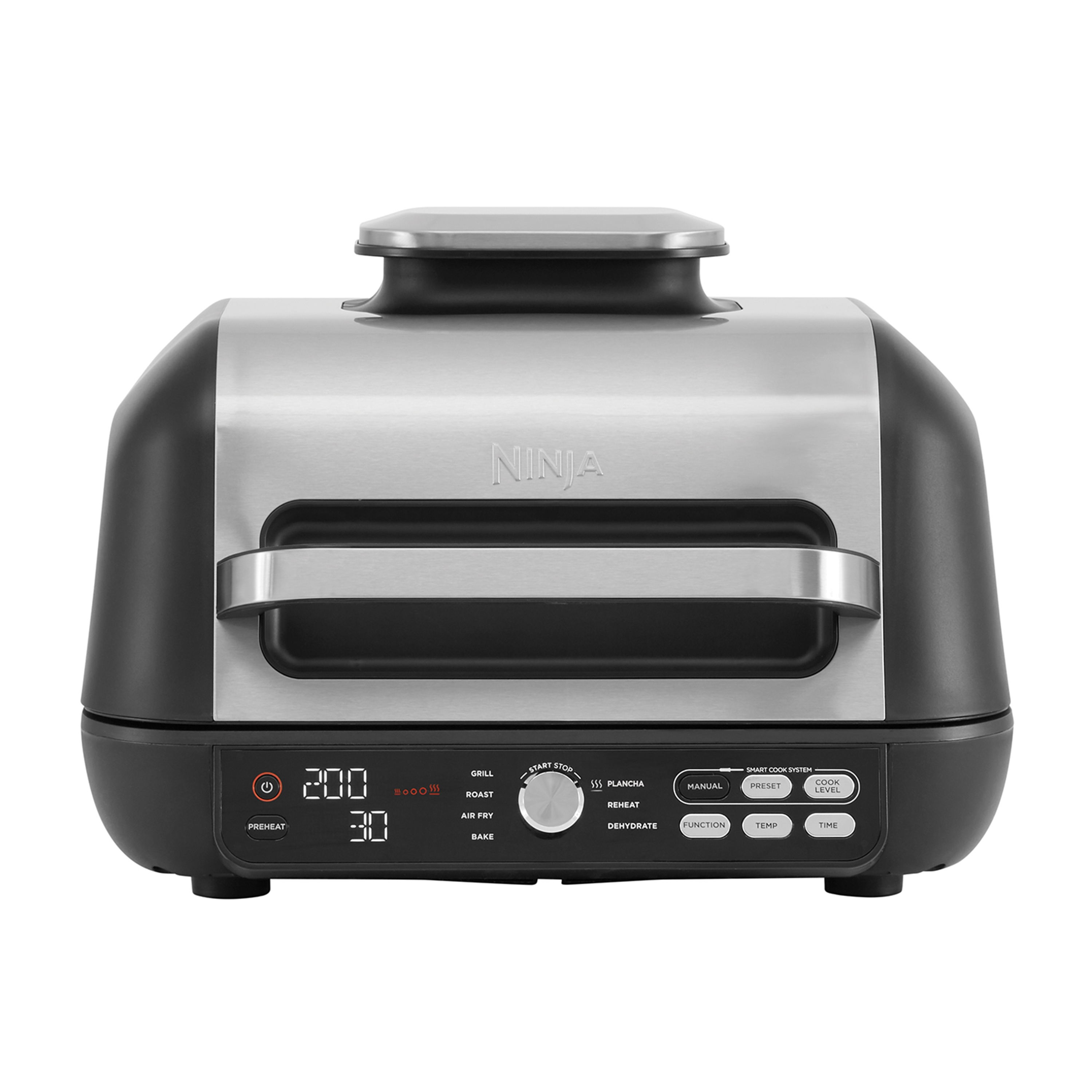Ninja Foodi MAX PRO Health Grill - Parrilla con Plancha y Freidora de Aire - 7 Funciones de Cocción - Dos Placas - Gris/negro - Barbacoa y Parrillas