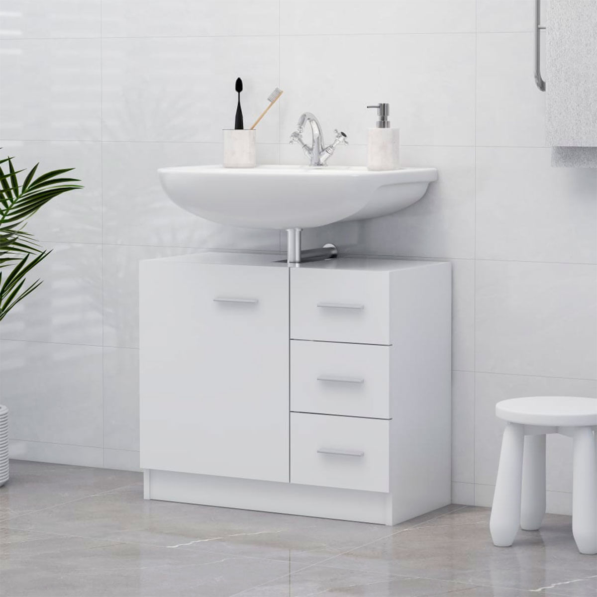 Armario para lavabo Kemba 1 armario + 3 cajones 54x63x30 cm