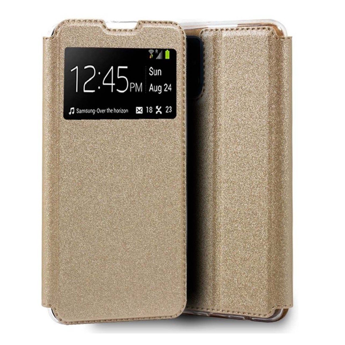 Tumundosmartphone Funda Libro Soporte con Ventana para Xiaomi Mi 10T / Mi 10T Pro color Dorada