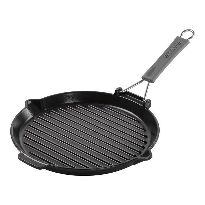 Grill con vertedor 28 cm, Hierro fundido, Negro