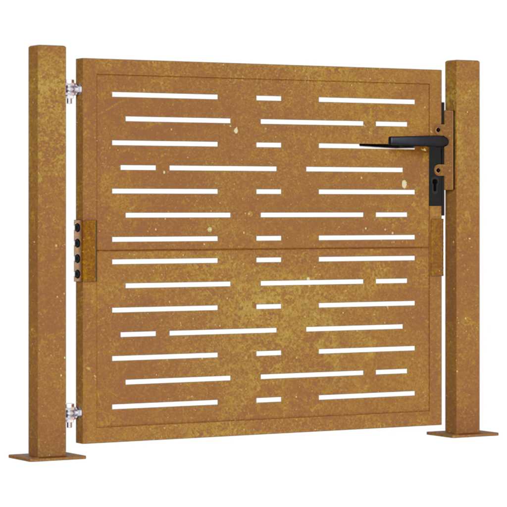 vidaXL Puerta de jardín acero corten diseño cuadrado en dimensiones 105x130 cm/105x80 cm/105x105 cm