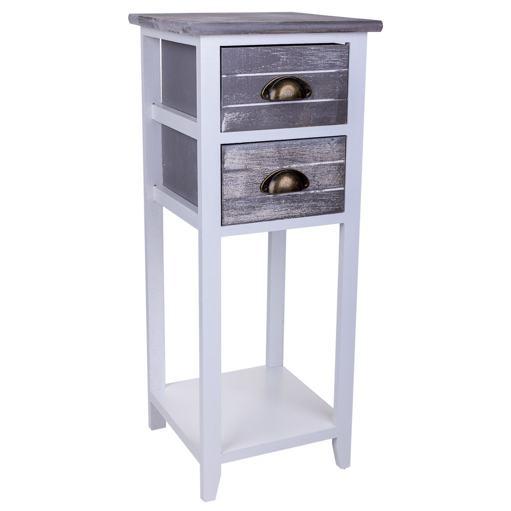 WANDERLUST DECO Mesita de madera blanca 30x30x73h cm de estilo Romántico