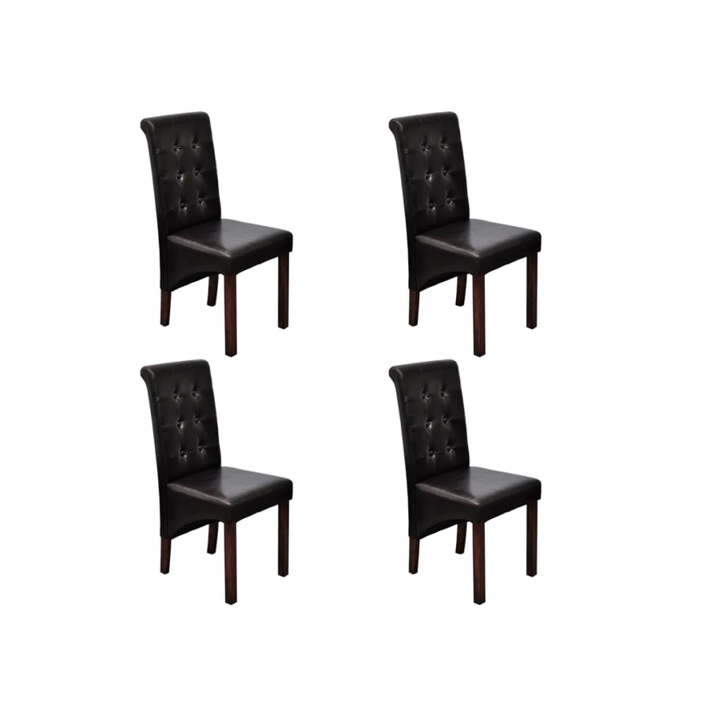 vidaXL Sillas de comedor 4 unidades cuero sintético marrón