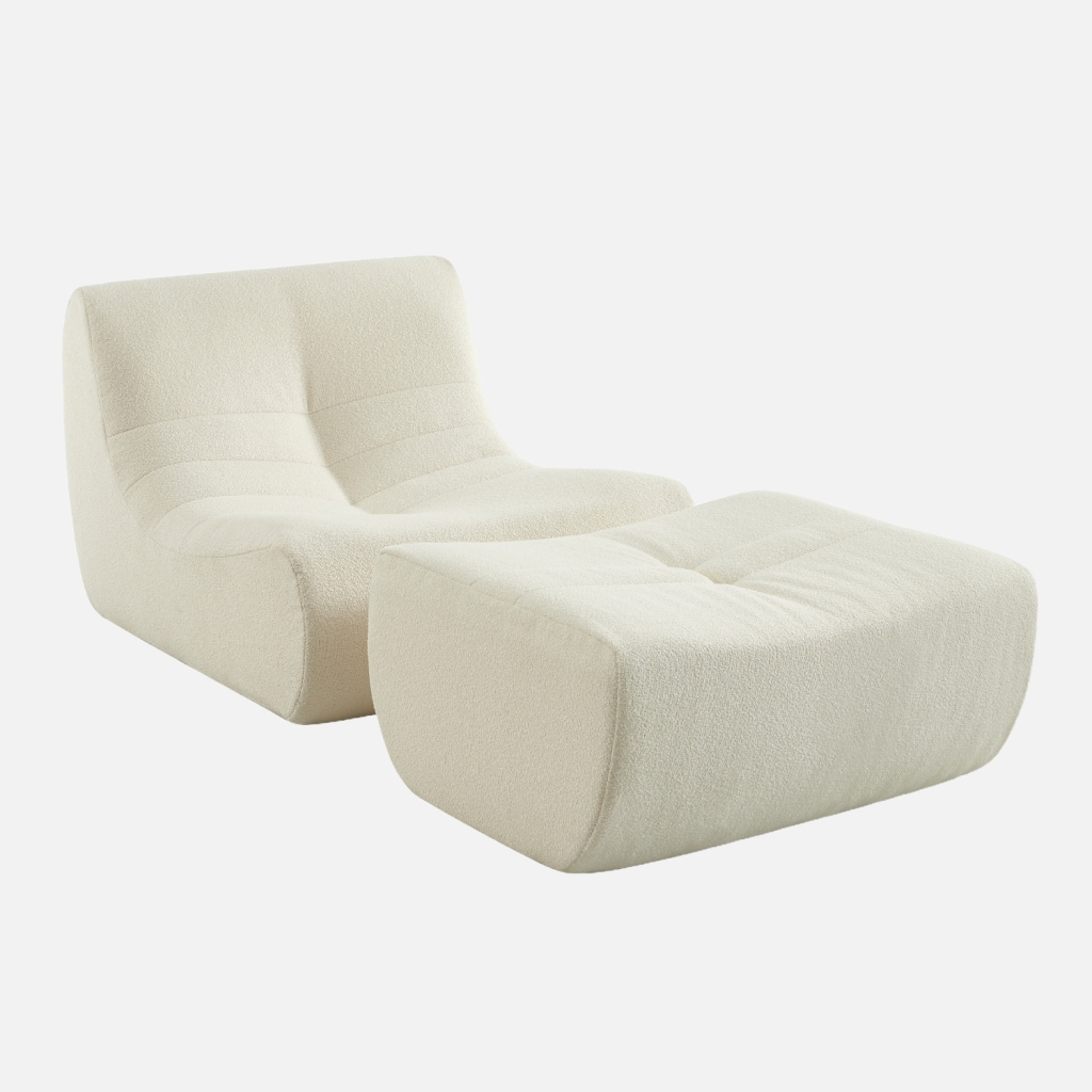 sweeek - Sillón de borreguito texturizada con reposapiés , Sokol borreguito , 91x105x72