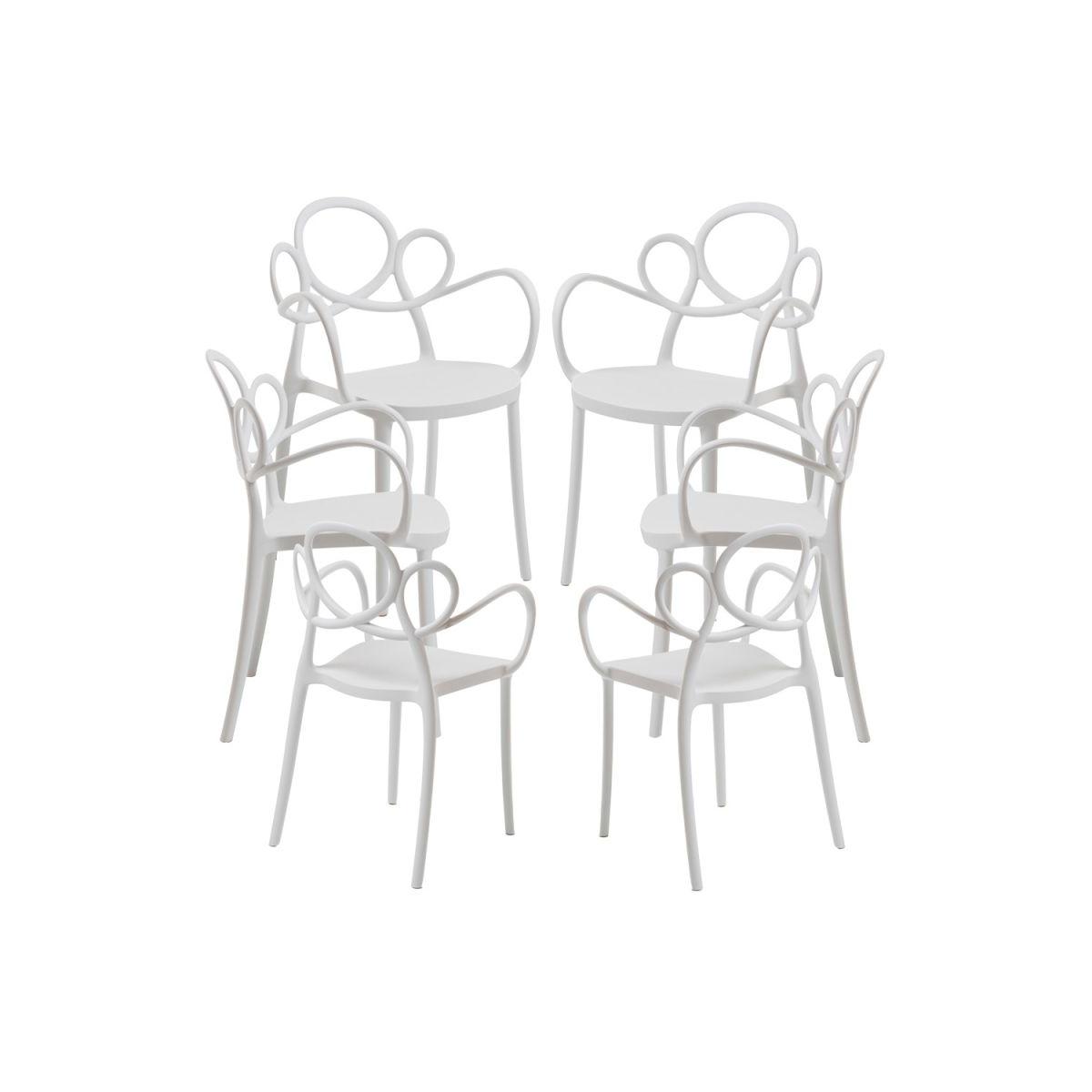 Regalos Miguel - Packs Sillas Jardín - Pack 6 Sillas Sky con Reposabrazos - Blanco