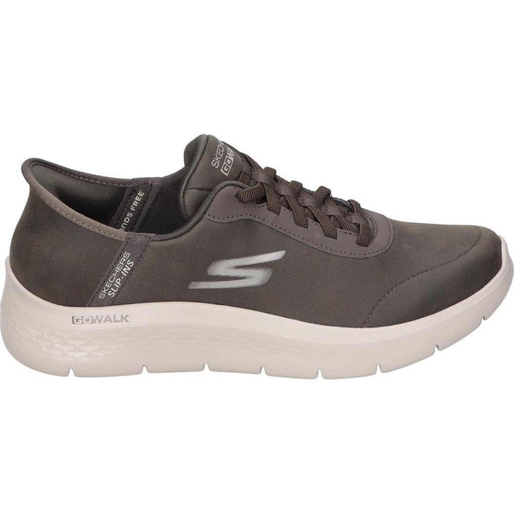 SKECHERS | Zapatilla Skechers Slip-ins: GO WALK Flex Smooth Motion para Hombre – Deportiva Marrón Slip Ins con Cordones Elásticos – Air Cooled Memory Foam – Ultra Go – Apto para Lavadora – Modelo 216326-BRN