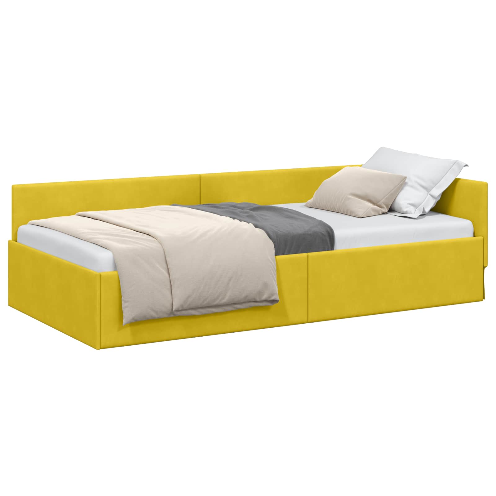 Estructura de cama en esquina Amarillo 80 cm x 200 cm