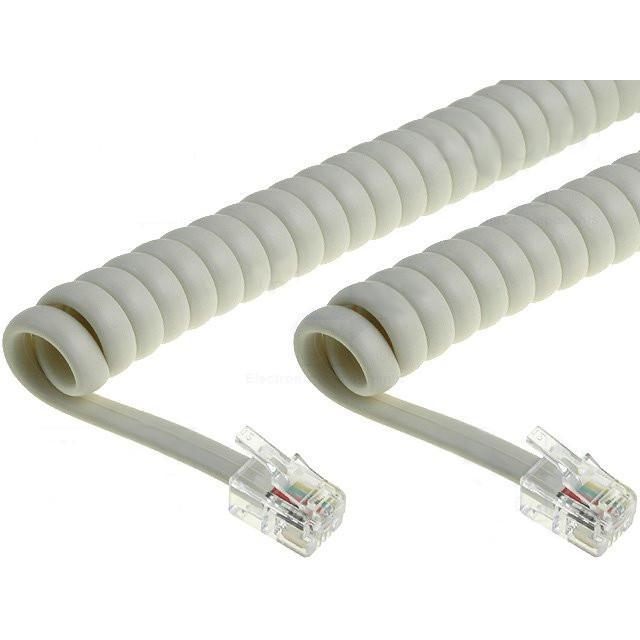 Cable Telefono RJ09 4P4C Espiral 2m Color Marfil 2190